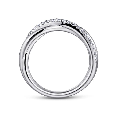 (S2205347) Sterling Silver 0.30ctw White Sapphire Pave Criss Cross Ring Sz 6.5 "Gabriel & Co"