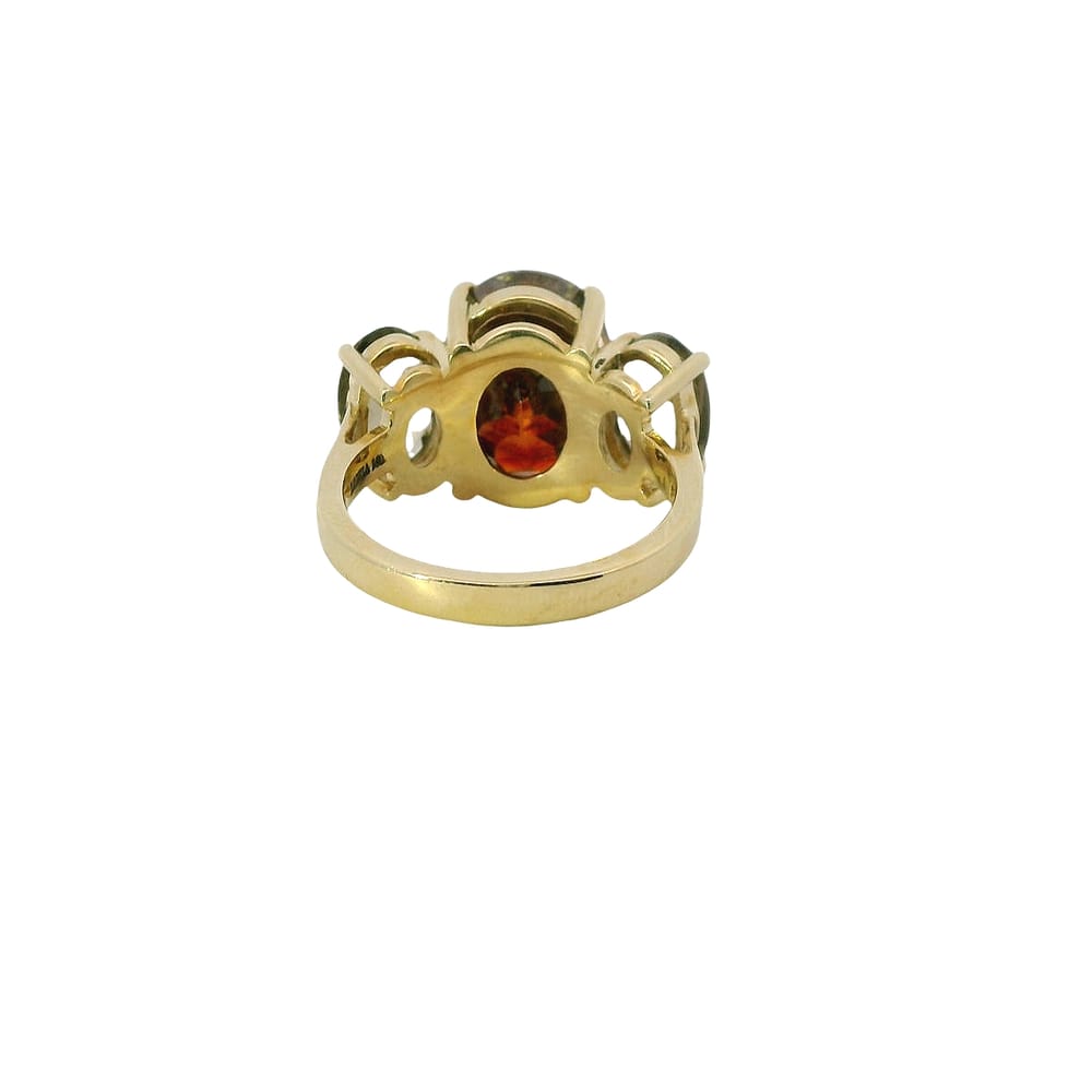 10K Yellow gold Amber and Smokey Quartz ring
