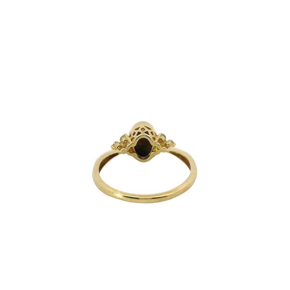 10K Yellow gold oval Opal doublet and Diamond ring
