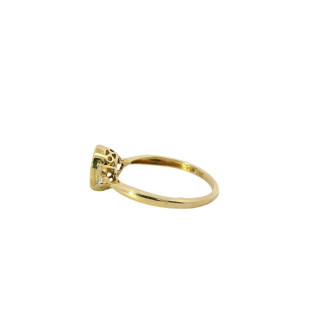 10K Yellow gold oval Opal doublet and Diamond ring