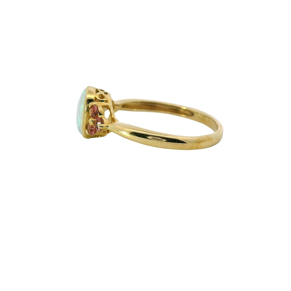 10K Yellow gold oval Opal and Pink Tourmaline ring