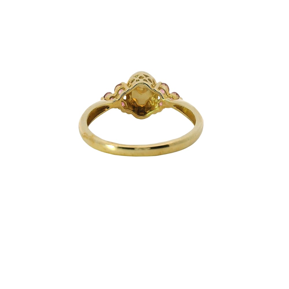 10K Yellow gold oval Opal and Pink Tourmaline ring