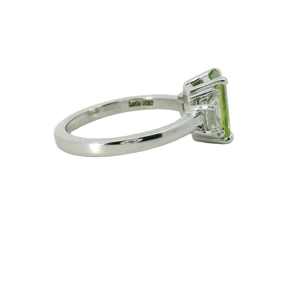 10K White gold Peridot and lab grown Diamond ring