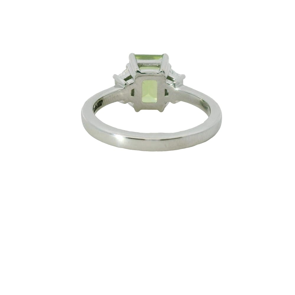 10K White gold Peridot and lab grown Diamond ring