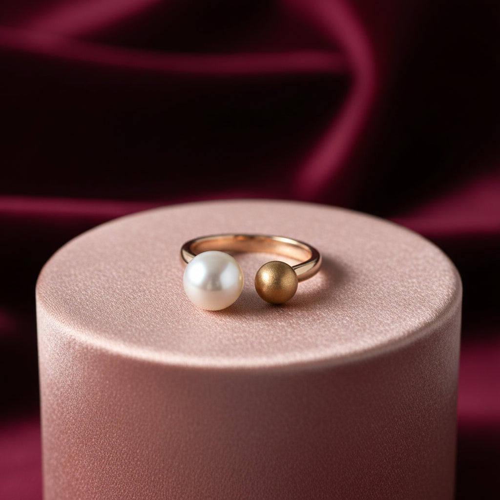 14K Rose gold ring with cultured pearl