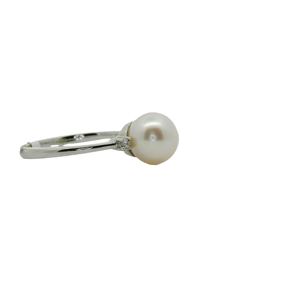 14K WG PEARL AND DIAMOND RING