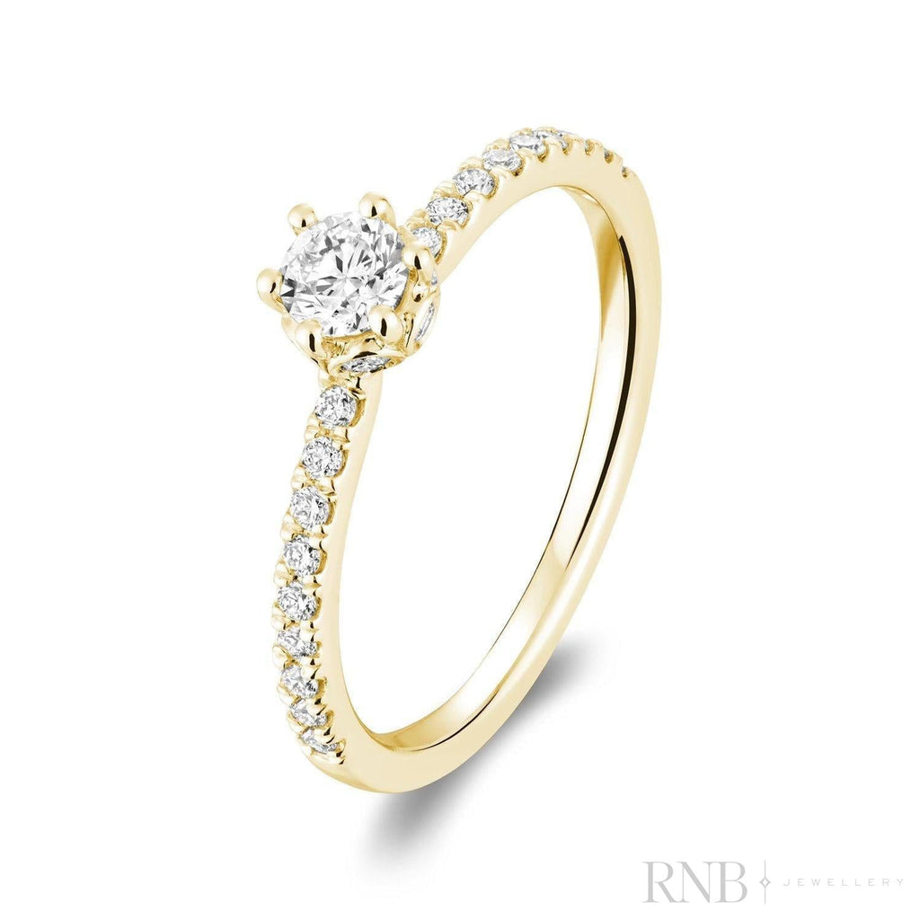 Solitaire Crown Setting Diamond Engagement Ring