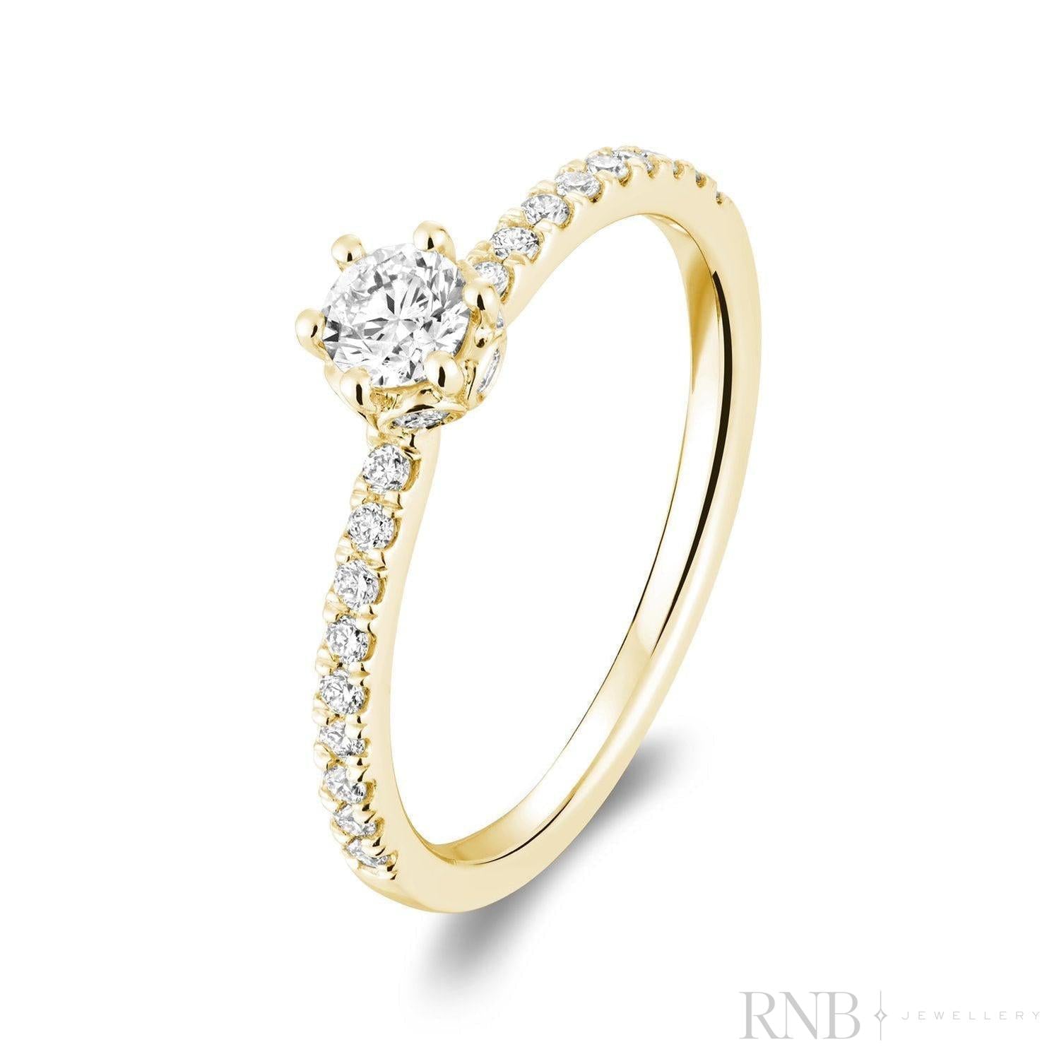 Solitaire Crown Setting Diamond Engagement Ring