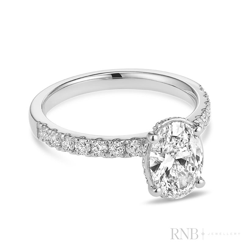 Bridal Oval with Accent Lab Grown Diamond Ring