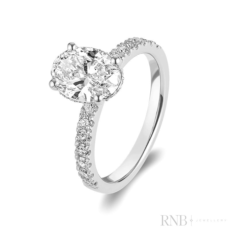 Bridal Oval with Accent Lab Grown Diamond Ring