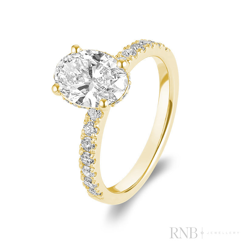 Bridal Oval with Accent Lab Grown Diamond Ring