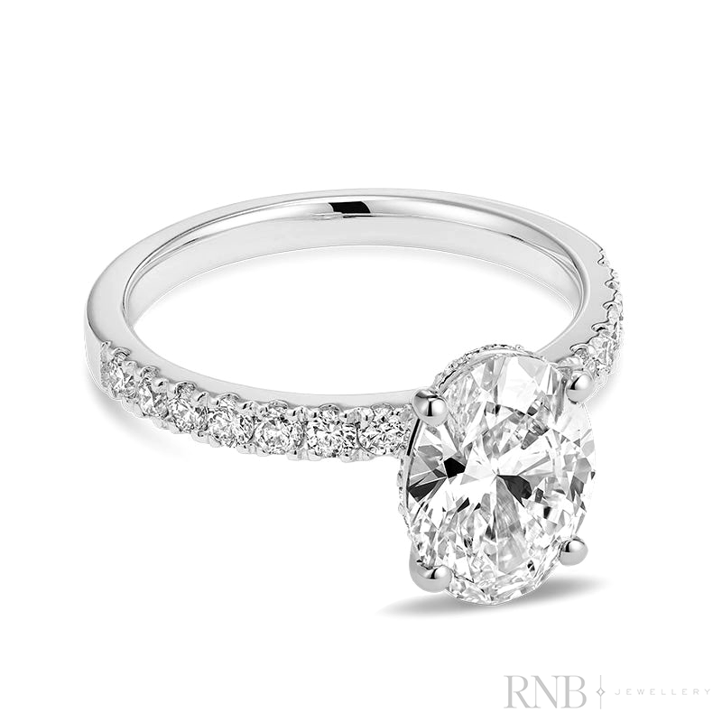 Bridal Oval with Accent Lab Grown Diamond Ring