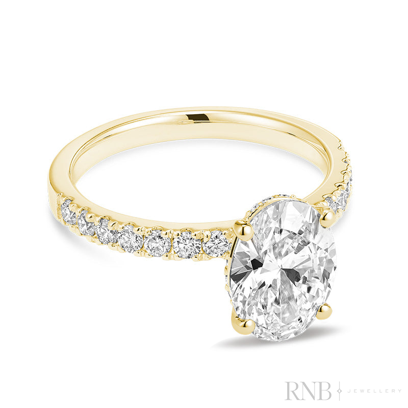Bridal Oval with Accent Lab Grown Diamond Ring