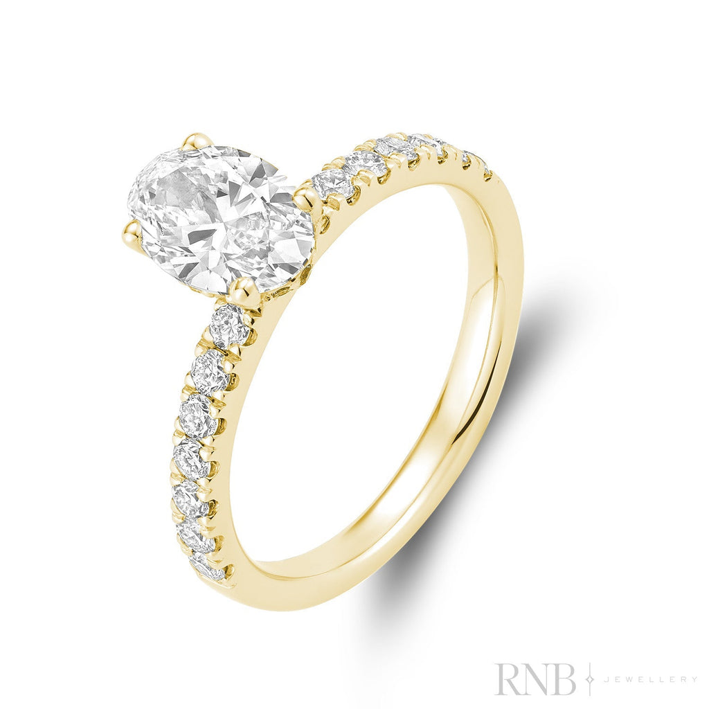 Bridal Oval with Accent Lab Grown Diamond Ring
