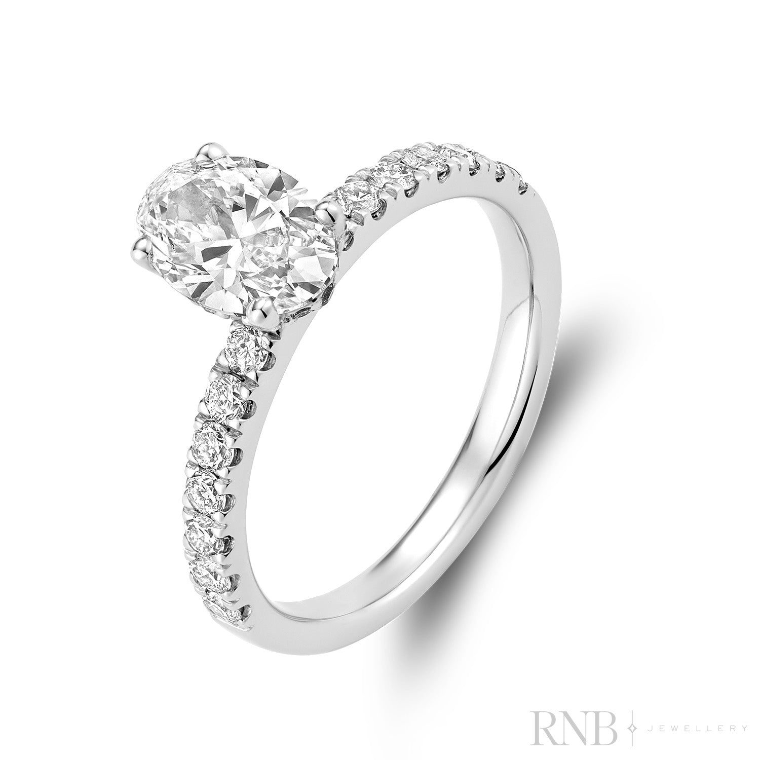 Bridal Oval with Accent Lab Grown Diamond Ring