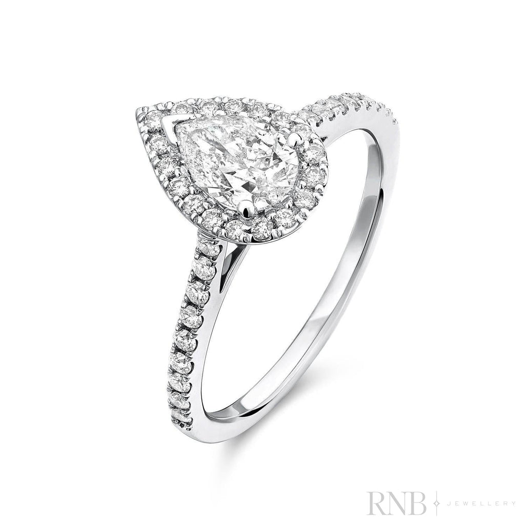 Pear Shape Halo Diamond Engagement Ring