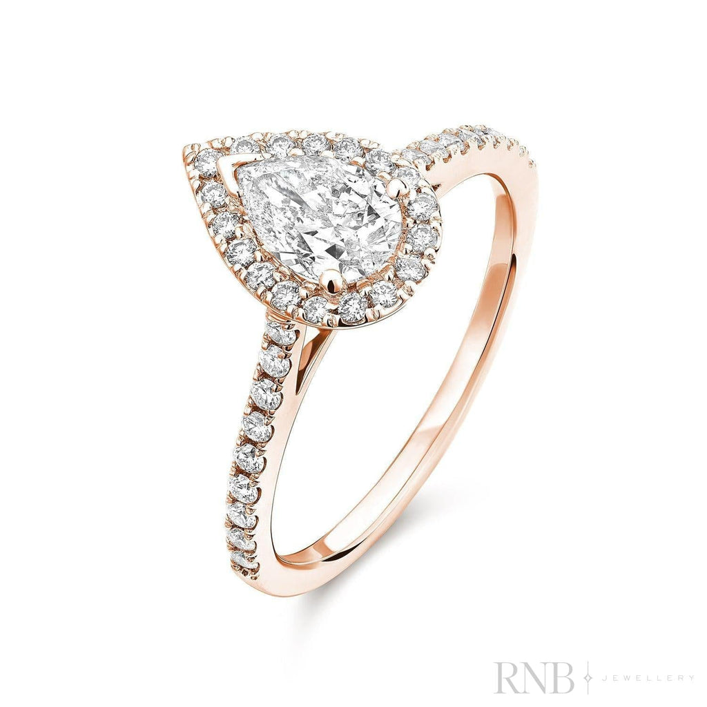 Pear Shape Halo Diamond Engagement Ring