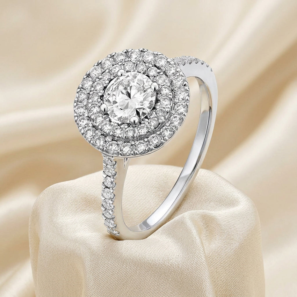 Round Double Halo Diamond Engagement Ring