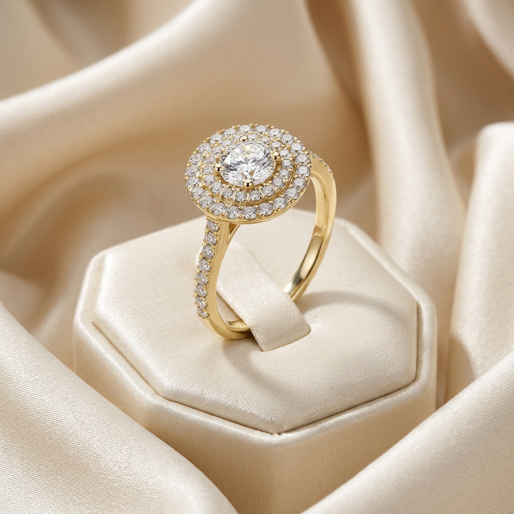 Round Double Halo Diamond Engagement Ring