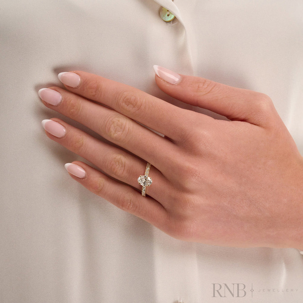 Bridal Oval with Accent Lab Grown Diamond Ring