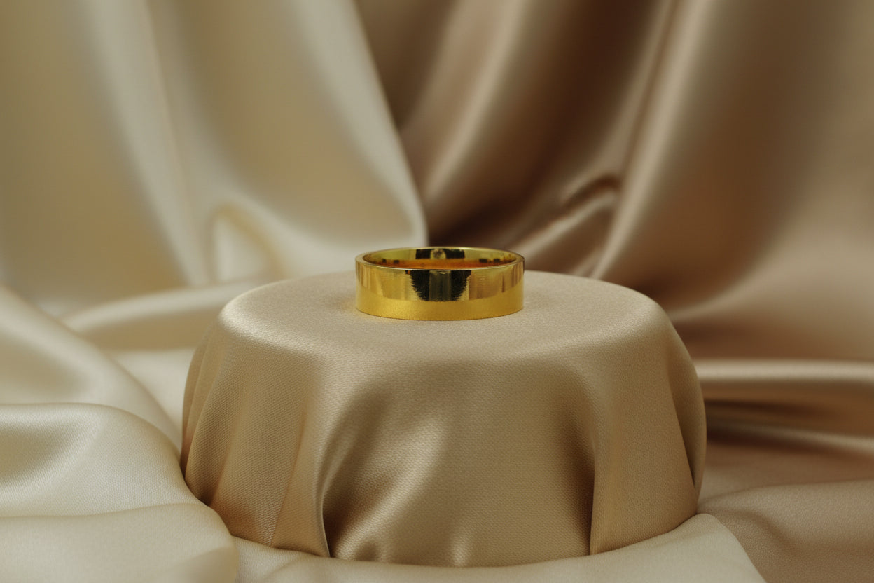 14K YG 5MM FLAT PIPE BAND - SZ 5.5