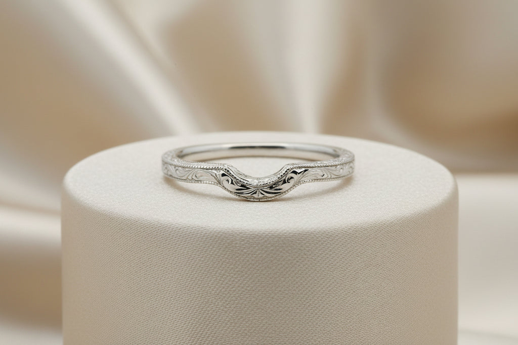 14K WG ETCHED BAND NOAM CARVERSZ 6.5 WARRANTY #398050