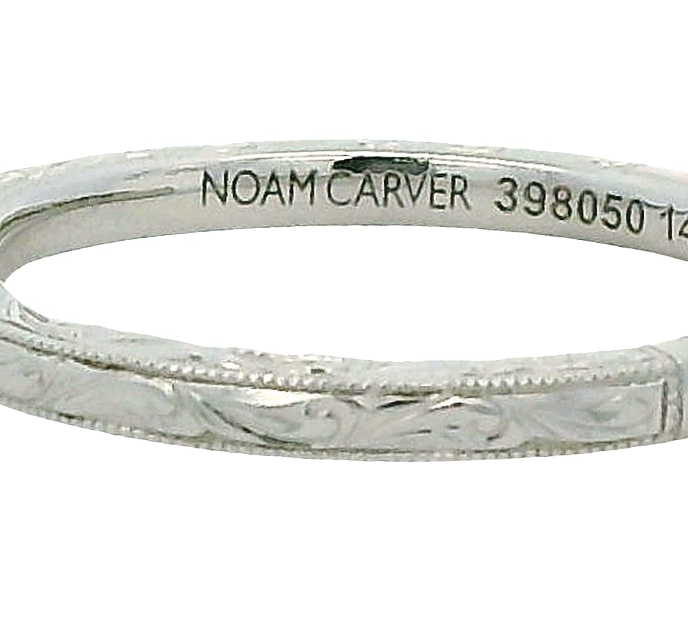14K WG ETCHED BAND NOAM CARVERSZ 6.5 WARRANTY #398050