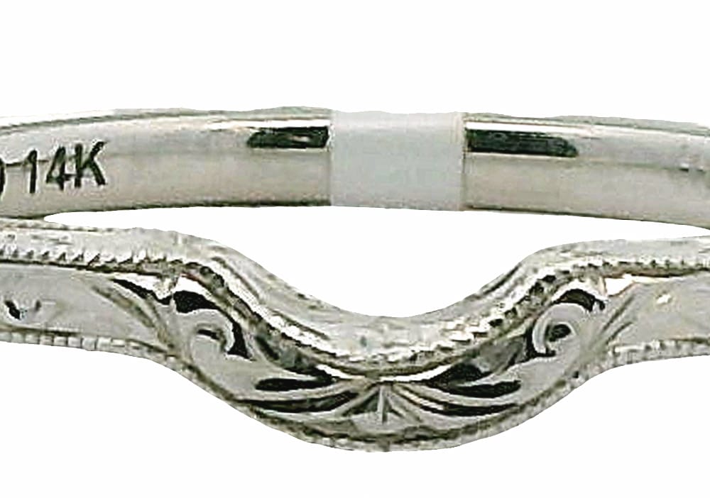14K WG ETCHED BAND NOAM CARVERSZ 6.5 WARRANTY #398050