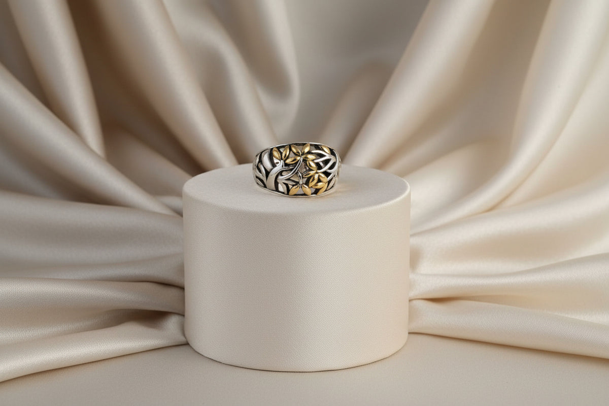 SS 18KT TREE OF LIFE RING