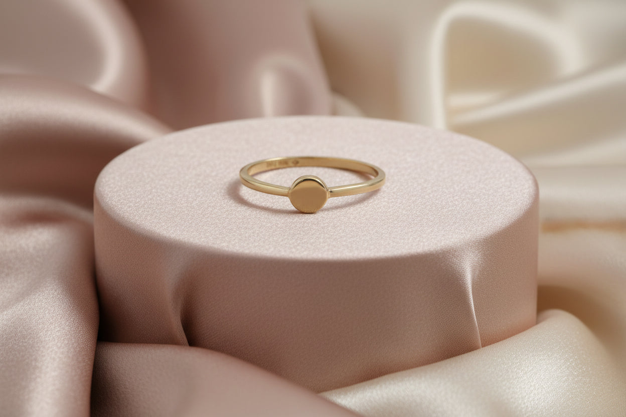 10K YG Round Signet Ring (Small)