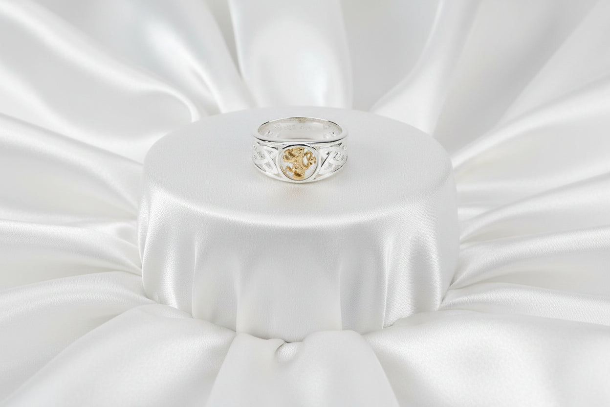 SS 10K LION RAMPANT RING TAPERED RING