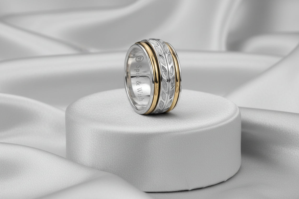 925 SILVER & BONDED 10K YG "JOY" RING IN SIZE 8