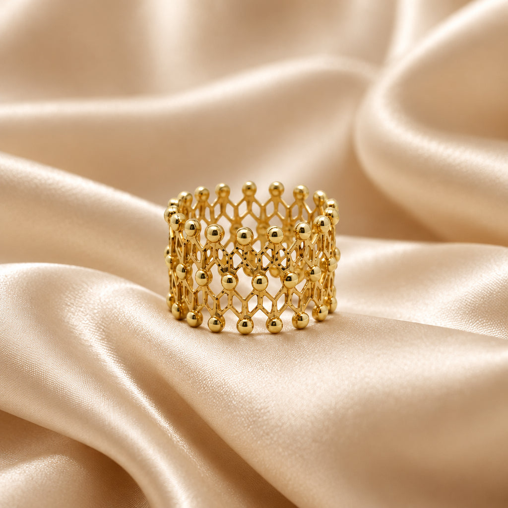 10K Yellow gold fancy design expandable ring to bracelet