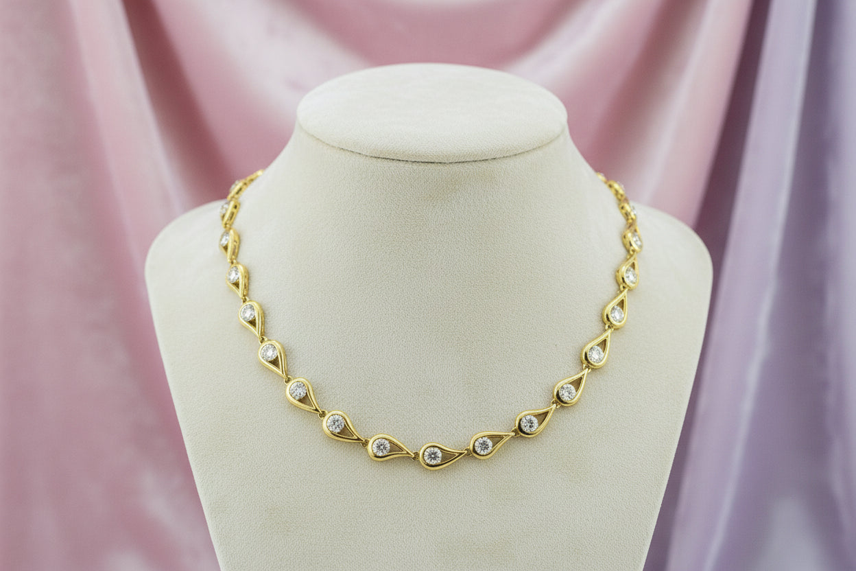 14K YG 2.52CTW SI1,F-G CDN DIAMOND "ETERNAL FLAMES" NECKLAC EGS#1334404