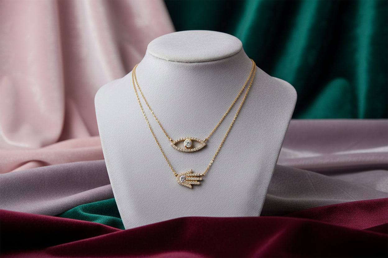14K RG .23TW DIAMOND RELIGIOUS DOUBLE STRAND NECKLACE