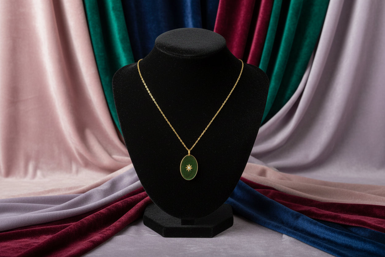 10K YELLOW GOLD NORTH STAR DIAMOND NECKLACE-18"