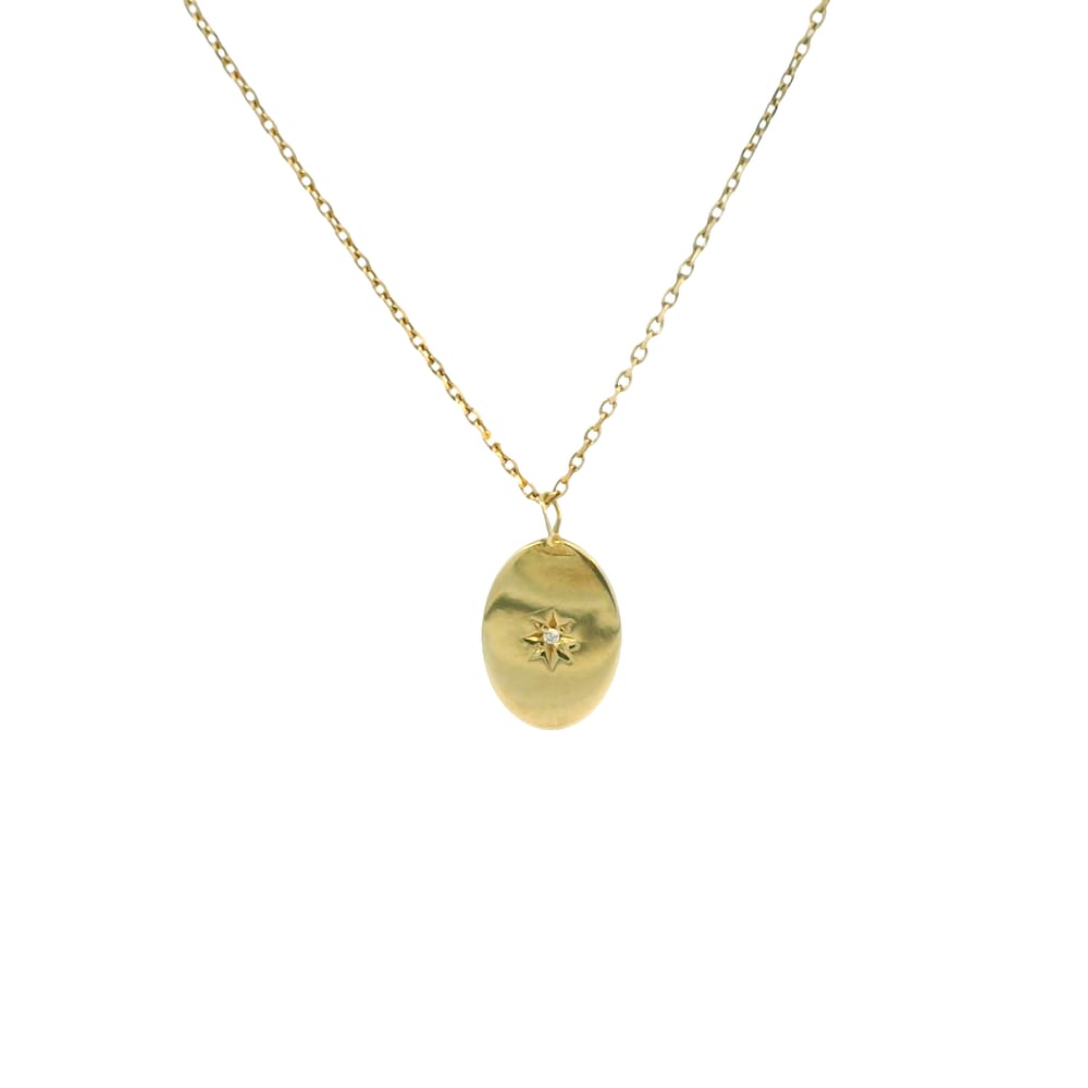 10K Yellow gold North star diamond pendant with chain