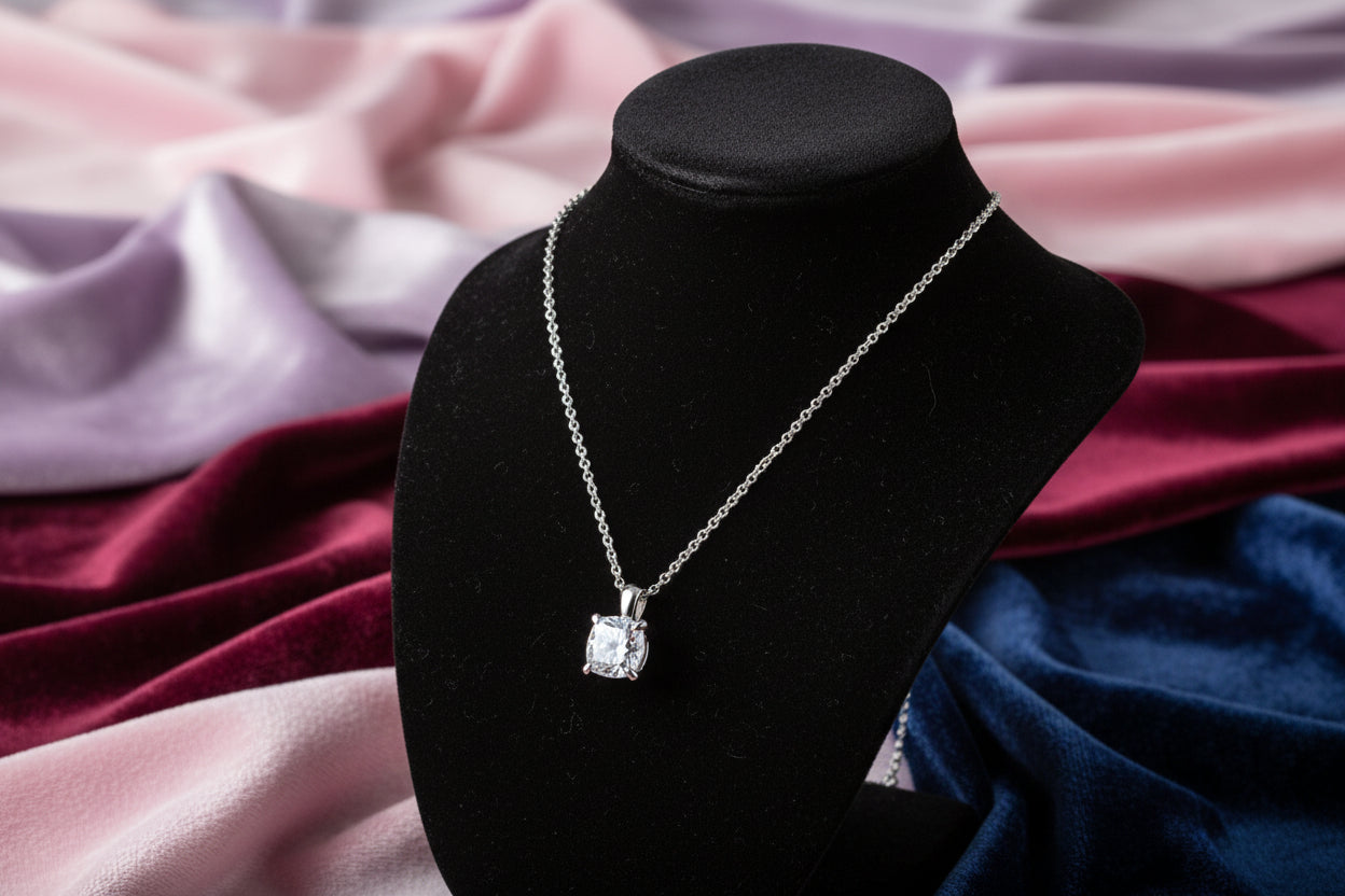 Sterling Silver 0.25ct VS2,F Lab Grown Diamond Solitaire Necklace "Love & Grown"