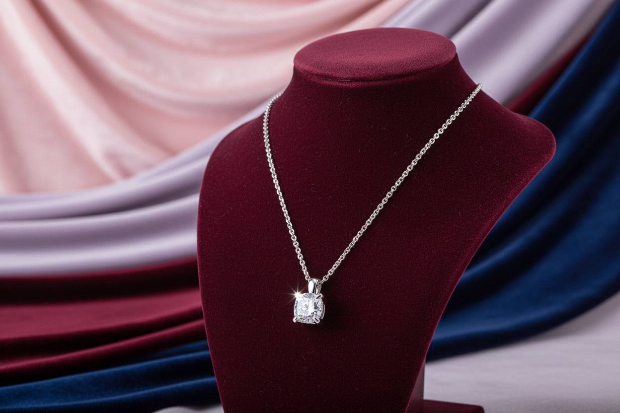 Sterling Silver 0.25ct VS2,F Lab Grown Diamond Solitaire Necklace "Love & Grown"