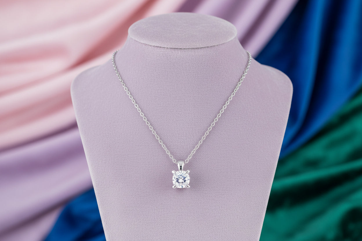 Sterling Silver 0.25ct VS2,F Lab Grown Diamond Solitaire Necklace "Love & Grown"