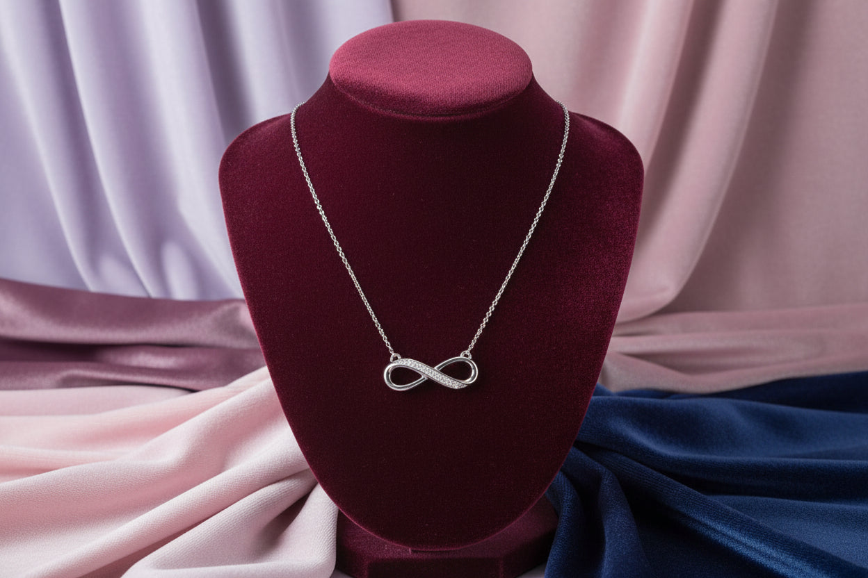 10K WG .021ctw Diamond Infinity Necklace