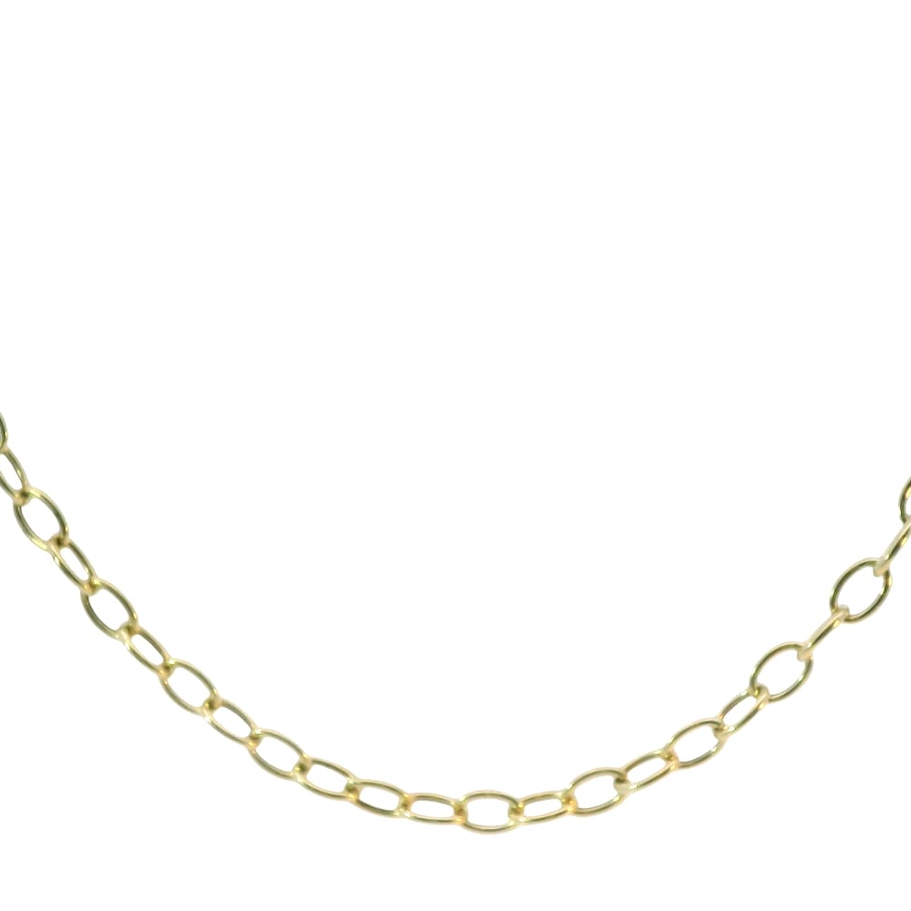 14K YG 1.00ctw Diamond Open Circle w/ Rolo Link Chain (Hollow)