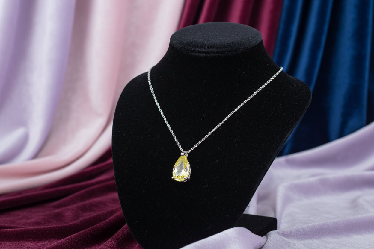 10K WG 0.80ct Lab Grown Yellow Pear Diamond Pendant w/ Chain "Love Grown"