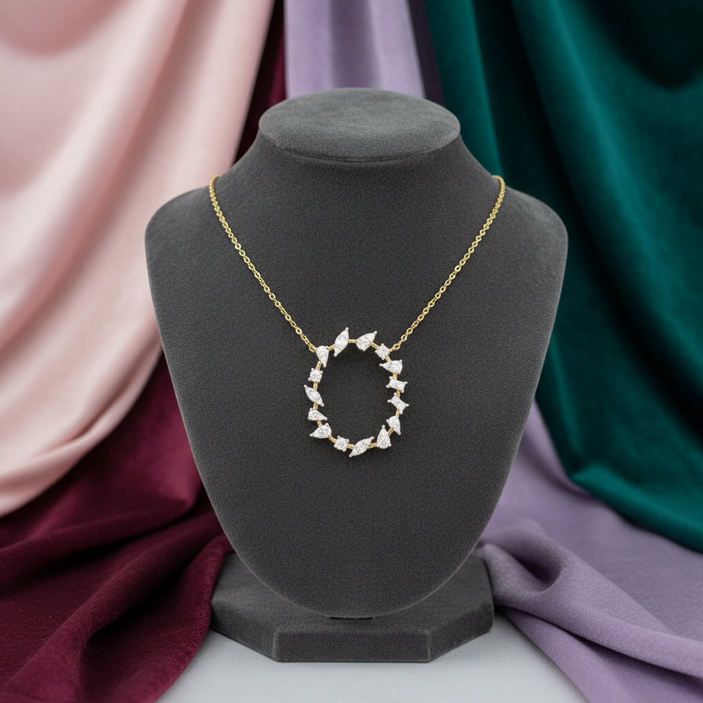 14K YG 0.45ctw Diamond Open Circle Necklace
