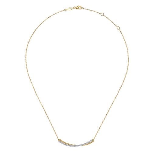 (S2203400) 14K YG/WG 0.30CTW Diamond Curved Bar Necklace "Gabriel & Co"