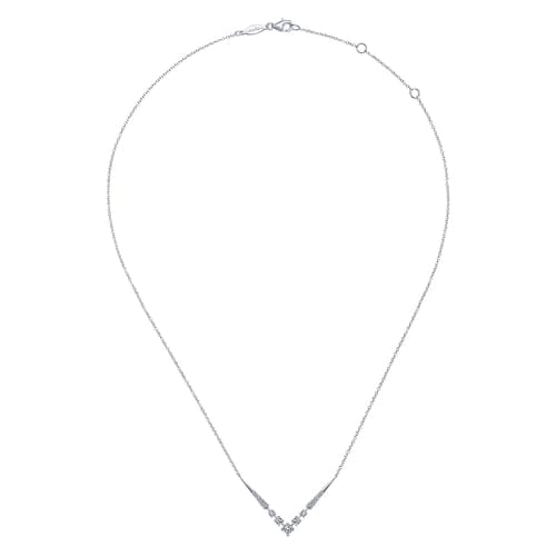 (S2203414) 14K WG 0.43CTW Diamond Chevron Necklace "Gabriel & Co"