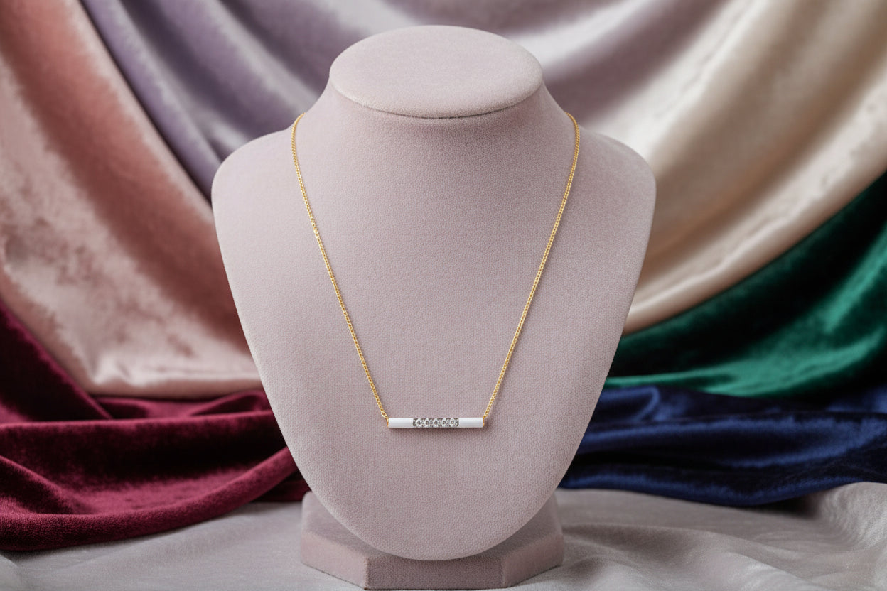 (S2203392) 14K YG 0.06ctw SI Diamond Bar Necklace with Black Enamel 17.5" "Gabriel & Co." (copy)