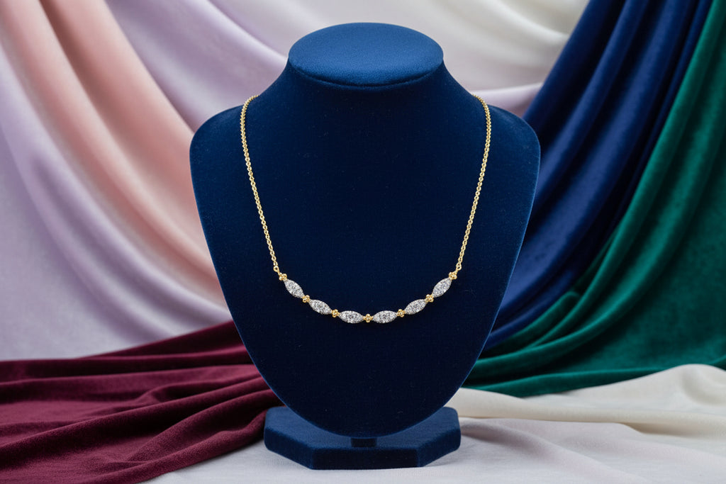 (S2205374) 14K YG 0.33CTW Diamond Curved Bar Necklace "Gabriel & Co"