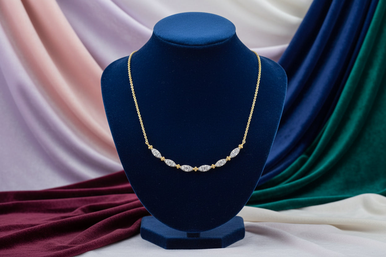 (S2205374) 14K YG 0.33CTW Diamond Curved Bar Necklace "Gabriel & Co"