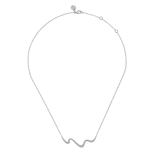 (S2211185) 14K WG 0.51CTW Diamond Wave Bar Necklace "Gabriel & Co"